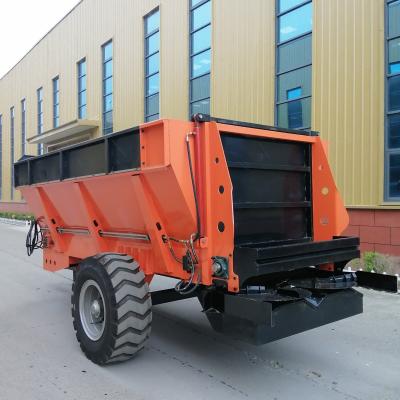 Trailed Hydraulic Fertilizer Manure Farm Spreader Carriage Trailer Double Discs Chain