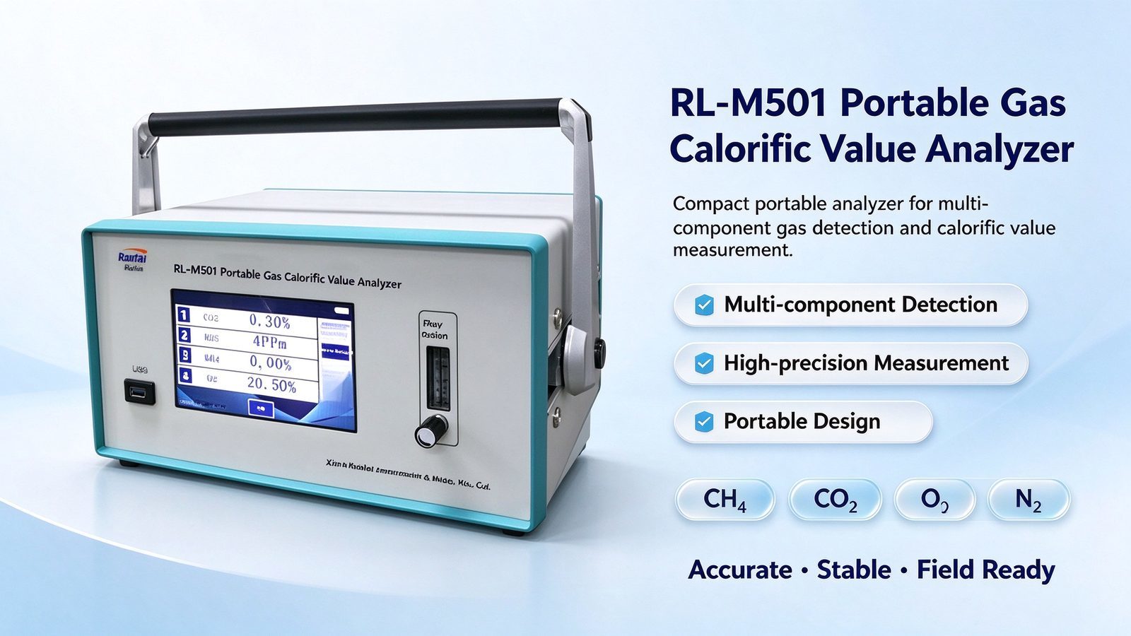 Portable Calorific Value Analyzer High Accuracy Multi Gas Detector For CO H2 CH4 CO2 O2