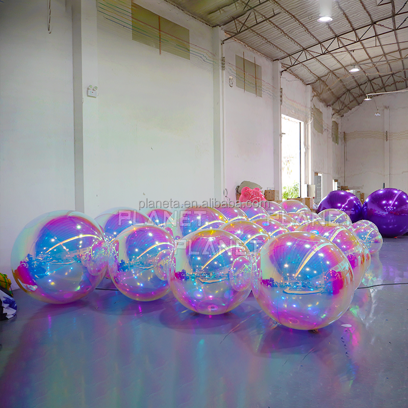 Wholesale Giant Large air Tight PVC Iridescent Inflatable Mirror Balloon for Event Decoration
