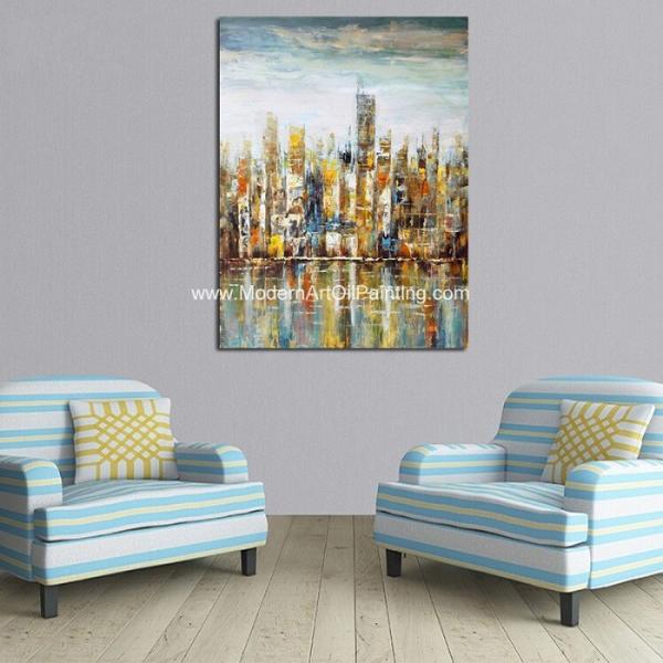 Современные картины маслом, профессиональный современный холст Paintingon стены городского пейзажа