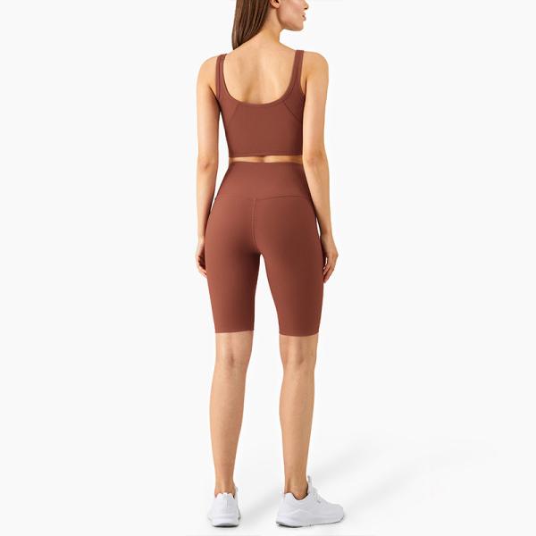 A cintura que alta 210 G/M marcaram o Activewear da ioga ajusta o grupo da aptidão do Gym do short do exercício
