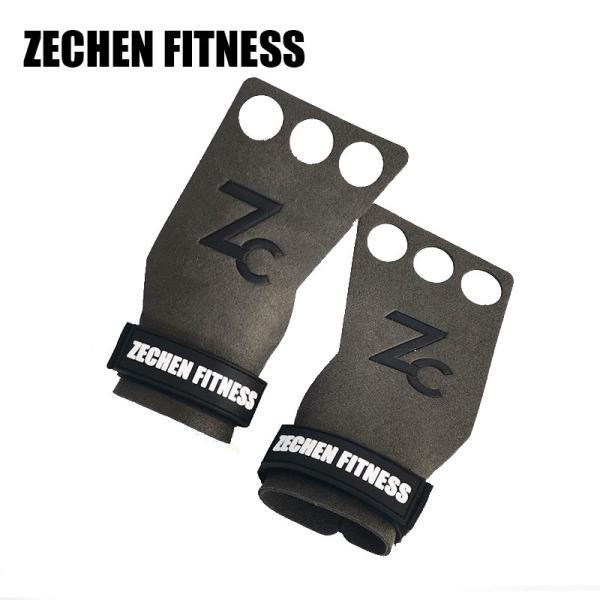 Microfiber Leather 3 Hole Hand Grips Crossfit OEM Palm Pull Up Gym Safety Support Grey