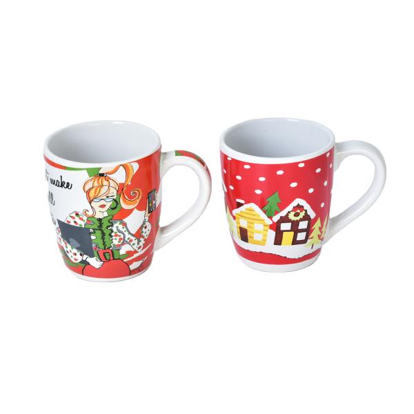 Оптовые керамические праздничные красные кружки кофе кружки рождества этикеты
