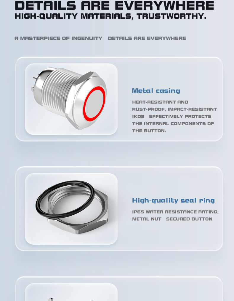 12mm ultra-short dual-blade switch, 2-on 2-off metal button switch, 1-on 1-off self-locking and momentary, small modification button