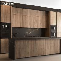 Armoire de cuisine en bois artificiel en bois naturel Armoire de cuisine moderne en bois naturel en grain
