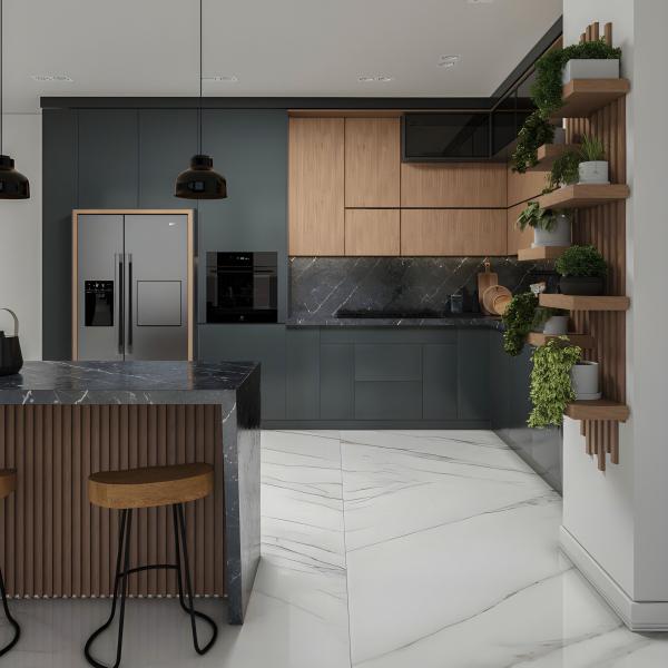 Melamine Kitchen Cabinet Modern Furniture Designer Cabinet Set For Apartment