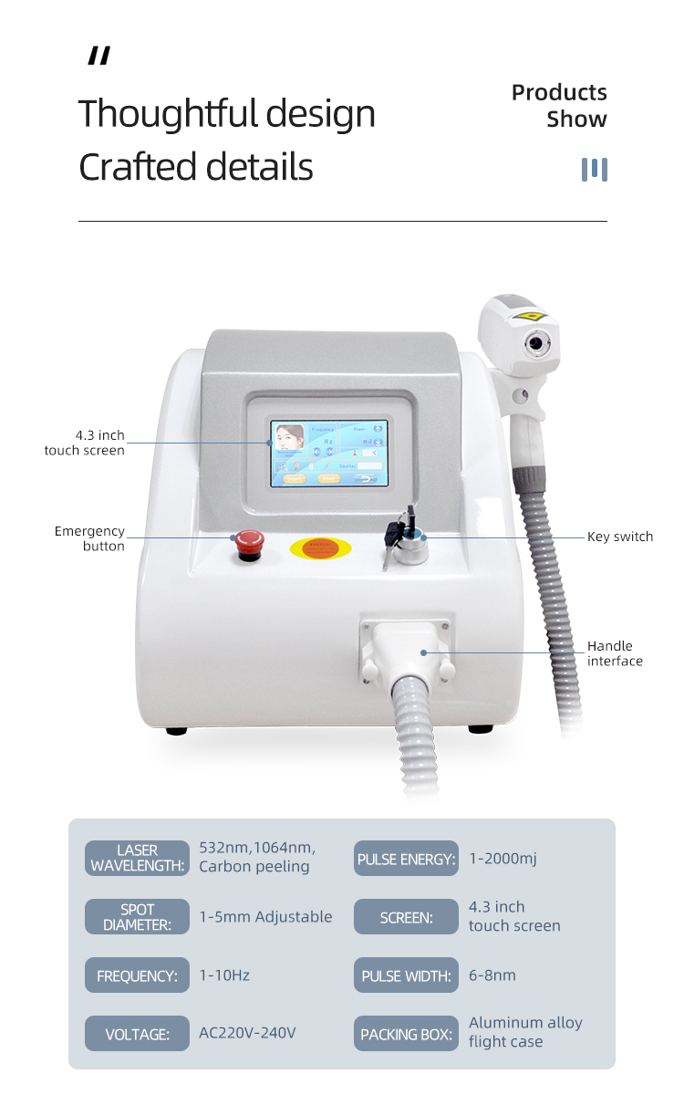 Desktop Q Switched ND YAG Laser Pigment Clear Salon Beauty Care Instrument