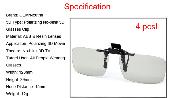 Polarize 3D glasses CLIP TV film vision movie buy LG Sony Samsung Pana theater Benq Acer 1