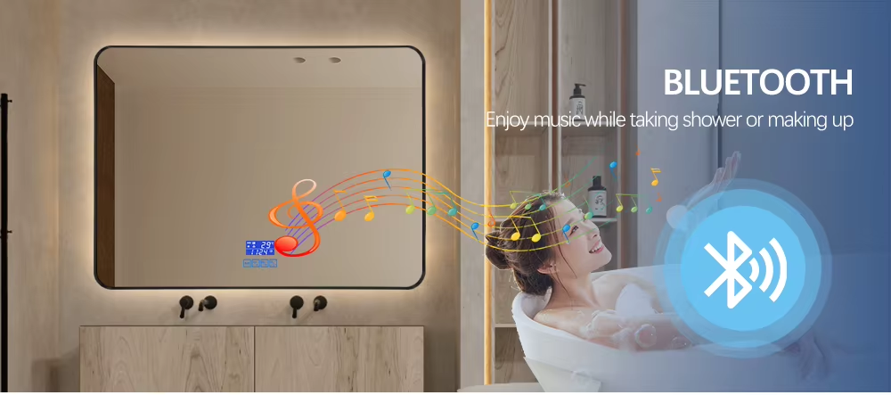Smart LED Backlit Vanity Mirror With 45° Slanted Aluminum Frame / Touchless Hand Sensor Switch