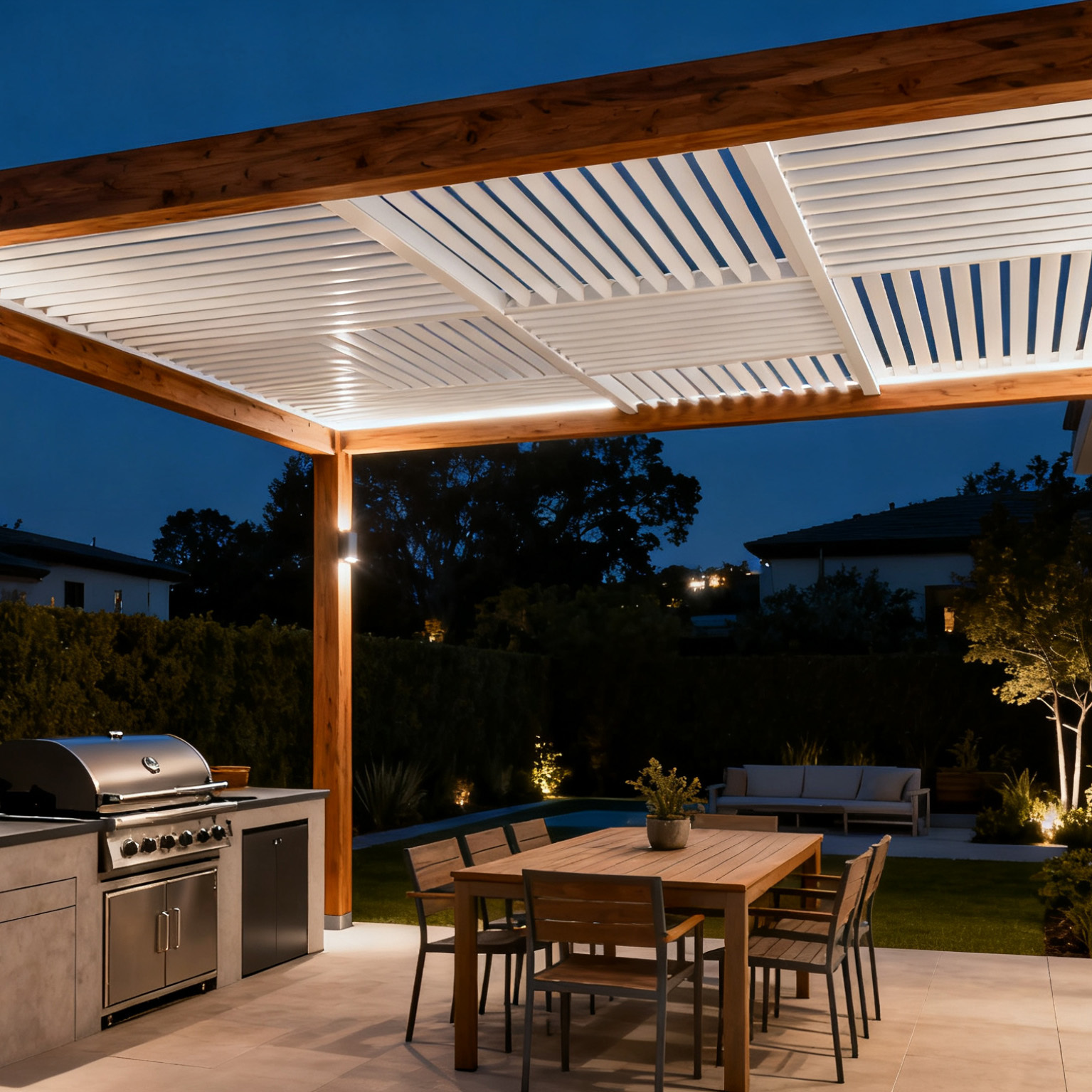 High Strength Adjustable Aluminium Louvered Pergola Customized Size For Outdoor Space