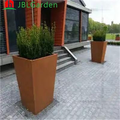 Concha de flores de metal retangular de jardim personalizado Conchas de plantação de aço corten
