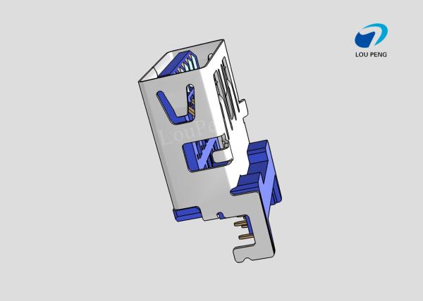 3.0MM USB A TYPE 9PIN FEMALE 90 °  Sinking plate Gold-Plated BLUE