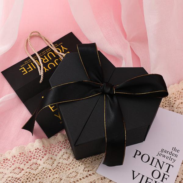 Heart Shaped Gift Box Set Premium Double Door Wedding Favors Packaging Silk Ribbon Decor