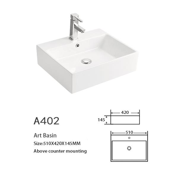 отлитая в форму интегралом встречная верхняя раковина bathroom раковина сосуда 500 x 350mm квадратная