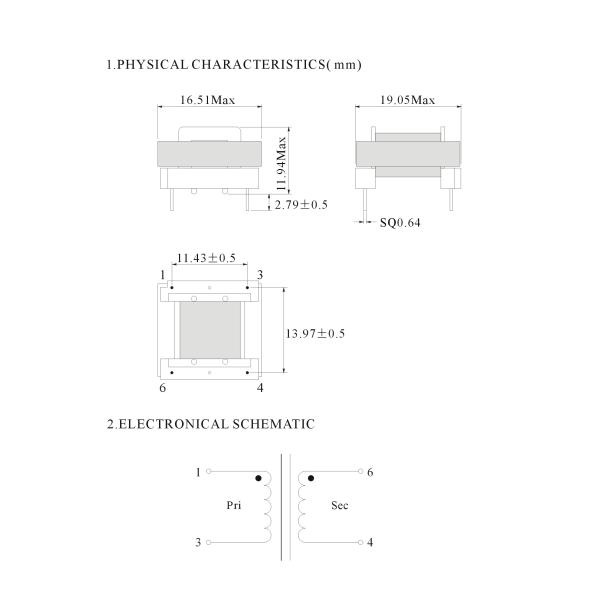 Isolating 100Hz PCB EI16 Core Audio Frequency Transformer