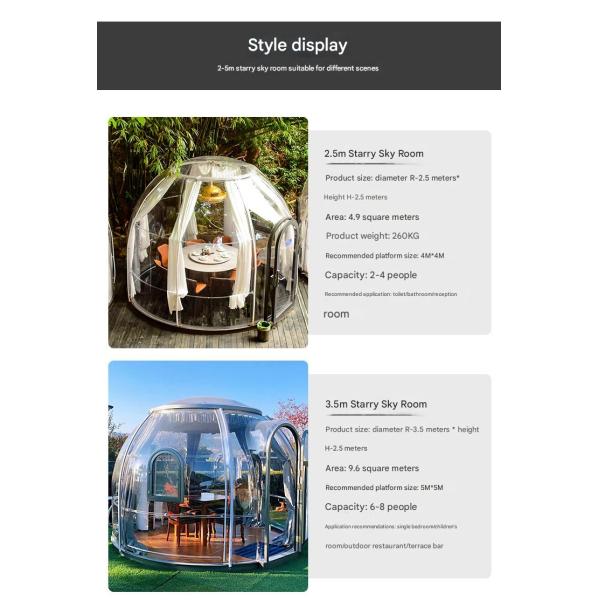 PC Outdoor Bubble House Combination for Camping Hotel Homestay Bar and Transparent Yurt Tent