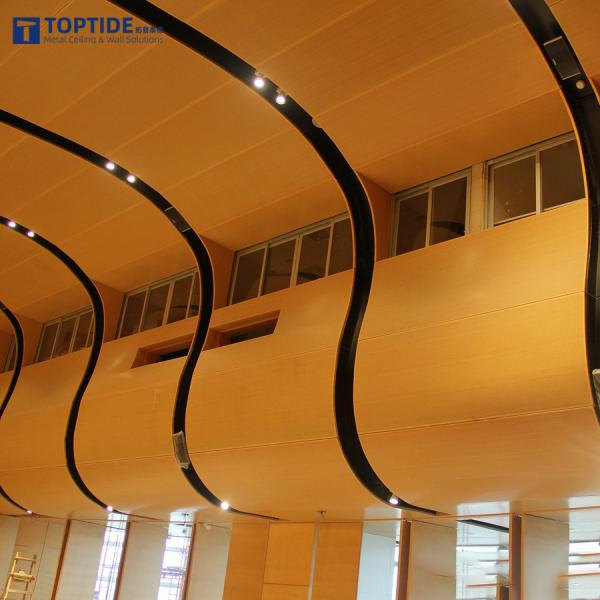Custom Wood Grain Curved Aluminium Ceiling Panel Suspension System Material