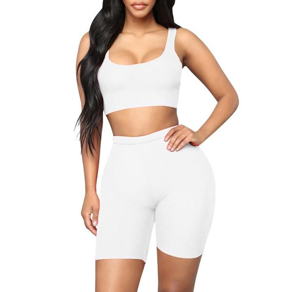 HEXIN Fashion Women's High Waisted Mini Sport Suit Running Two Piece Set for Exercise