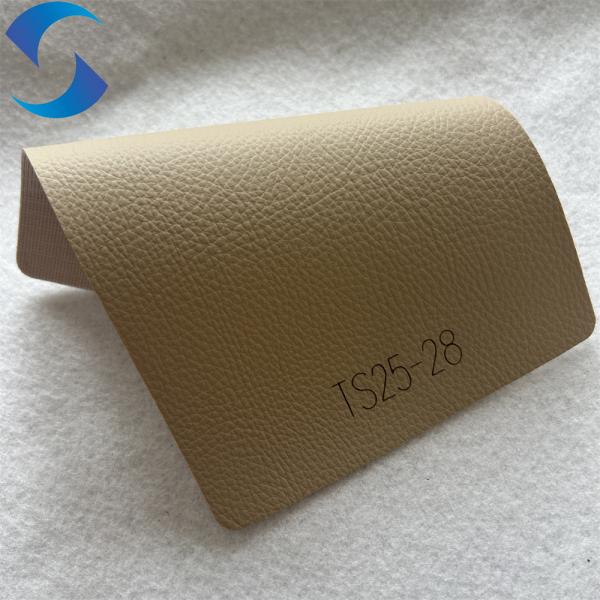 Synthetic Leather source factory eco-friendly PVC leather dark beige for car seat