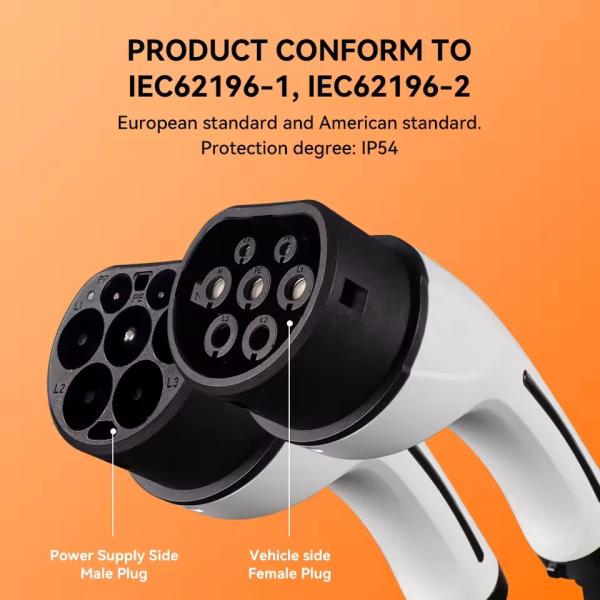 Plug de charge électrique OEM 32A 7.3kw Plug de charge électrique de type 2 avec câble de 5 m
