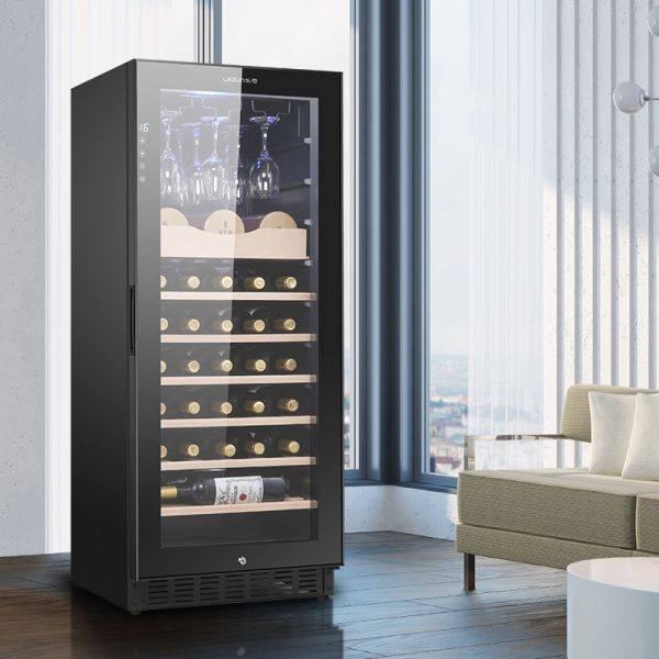 Black Wood Single Zone Wine Cooler Cabinet with Digital Temperature Control
