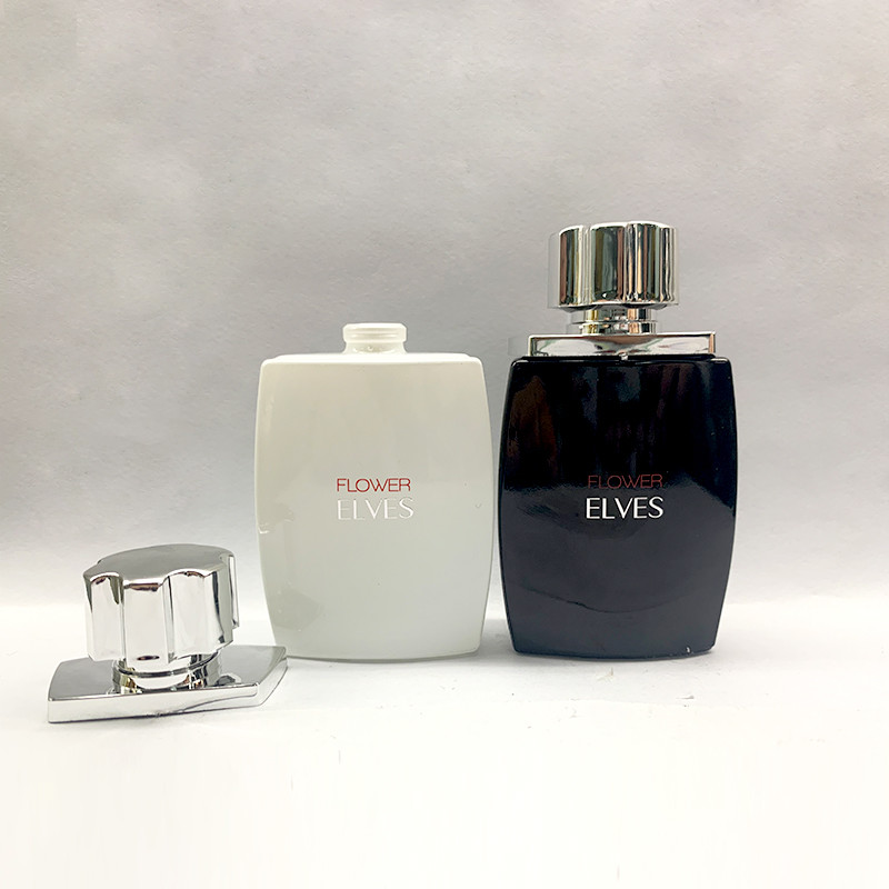 Флакон духов черноты тонкого угольника 25ml белый с крышкой формы цветка