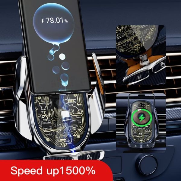 All In One Magnetic Car Phone Mounts Wireless With Type C Charging