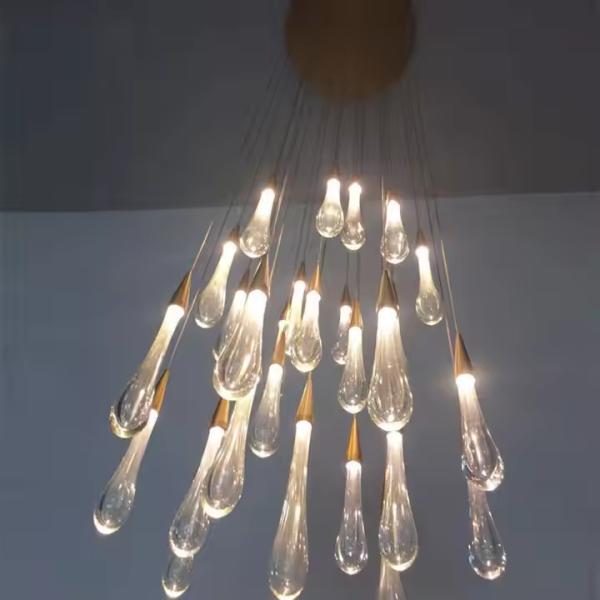 Лестница Гостиная Зал Интерьер Декорация Кристальная Водная Капли Светильник Люстра