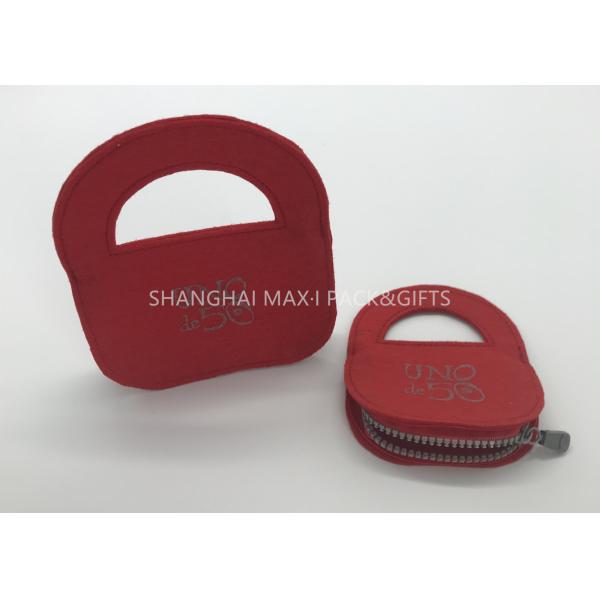 Crystal Pendant Fancy Jewelry Gift Boxes With Lock Personalised Red Printing Non Woven Felt