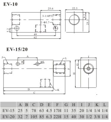 Управление потоком сжатого воздуха вакуумный генератор клапаны EV-10, EV-15, EV-20