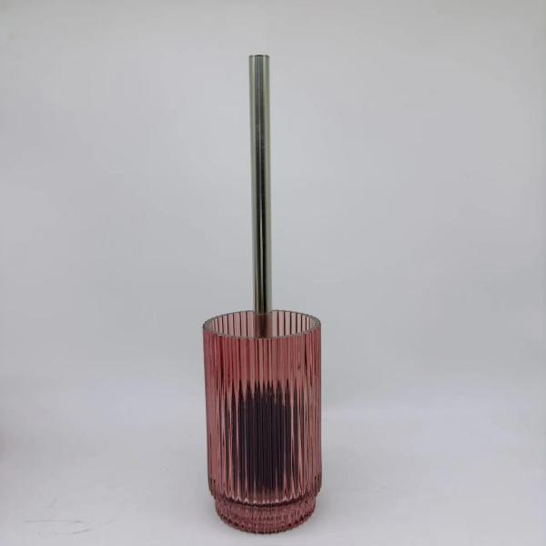 Chilli y vidrio marrón Accesorios de baño de forma redonda con banda vertical con costillas portabotellas de jabón para manos