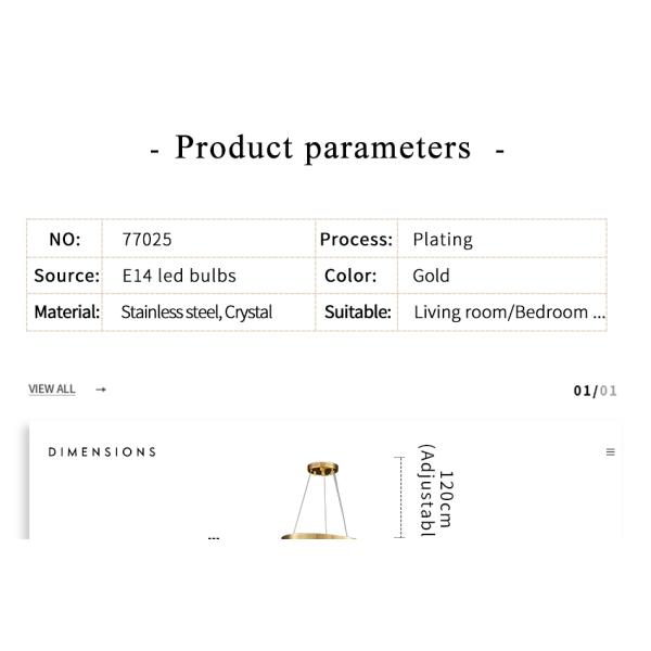 Modern led chandelier living room decoration home decor lights round large dining light(WH-CY-244)