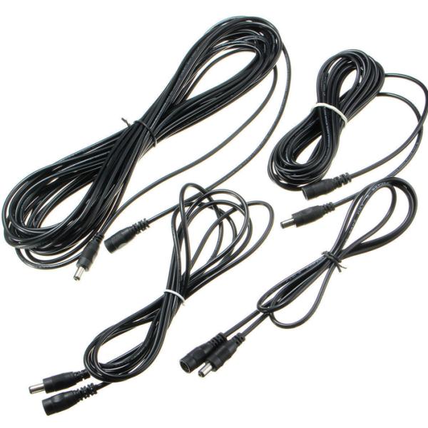 Black 1/2/5/10M Power Supply Extension DC Cable for CCTV Security Camera 5.5x2.5mm