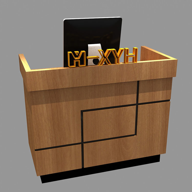 LED Antique Reception Counter Desk Solid Wood Table for Beauty Salon Checkout Counter