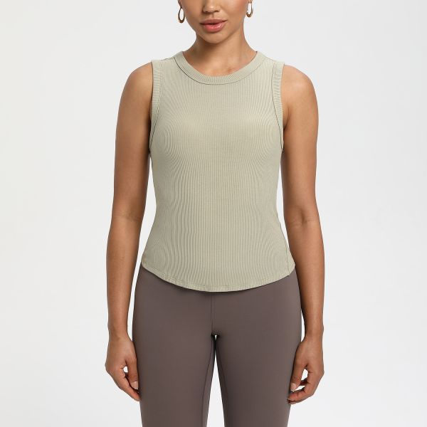 Women's Ribbed Knit Tank Top Sage Green Sleeveless Slim Fit Moisture Wicking for Yoga