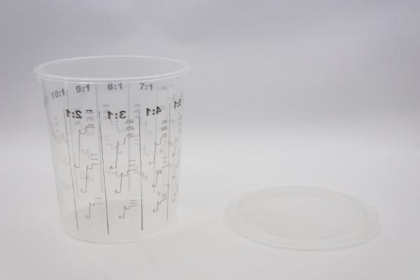 650 ml Disposable Mixing cup Auto Plastic Single Use plastic pots measuring printed cup calibrated-up cup