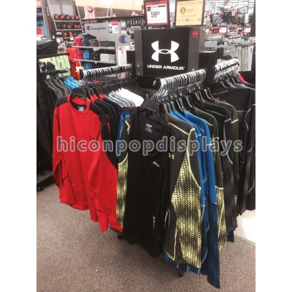 Sportswear Free Standing Clothing Store Fixtures / Display Racks For Retail Stores
