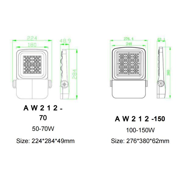 Die-Casting Aluminum IP66 Waterproof LED Flood Light 70W 100W with CRI 75Ra