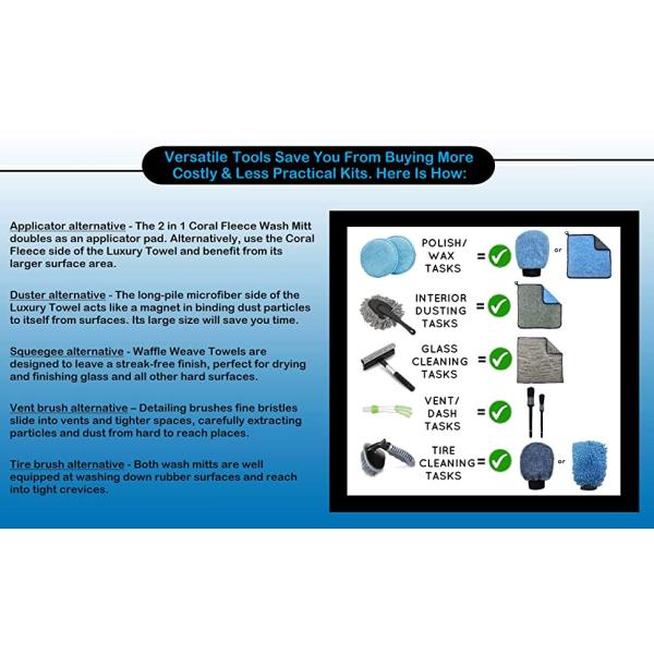 Car Clean Accesories Car Washing Cleaning Set 7 In 1 Portable Car Wash Kit, Brush Mop, Microfiber Car Towel