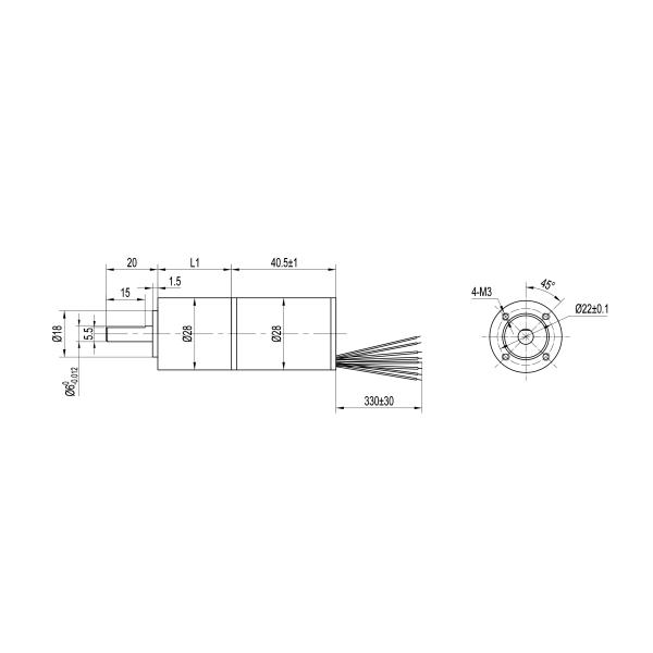 Nema11 планетарный мотор 3.4W коробки передач 12V 40.5mm с коробкой передач 28BL01AG14