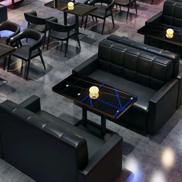 Custom Made Light Luxury Night Club bar Pub Restaurant U Shape Sofa and Dining Table Combination Furniture