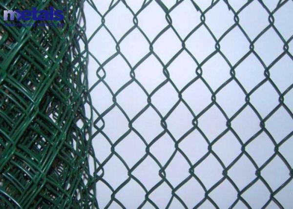 Galvanized PVC Coated Chain Link Mesh Fence 50x50mm Diamond Pattern