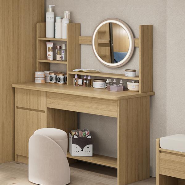 Table de maquillage d'appartement, table à linge de chevet, rangement de cosmétiques, chambre avec tabouret, table à linge