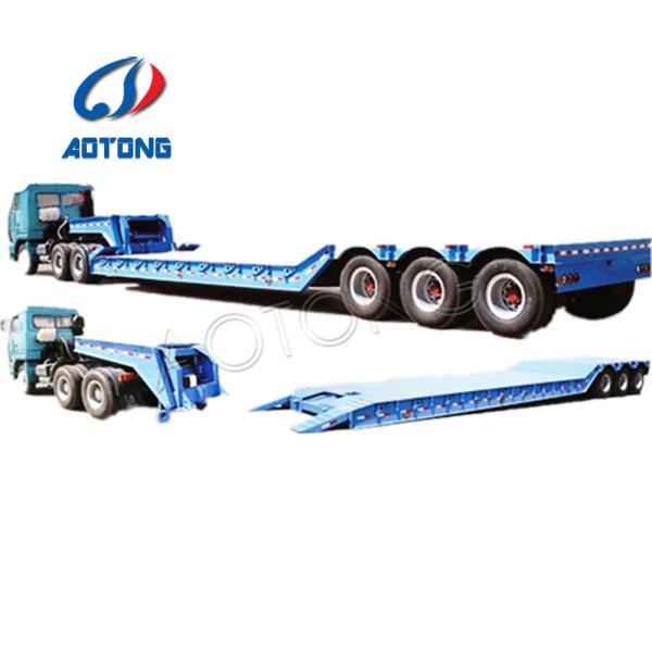 120 Tons Capacity Front Load Low Bed Semi Trailer with 4 Axles and Hydraulic Steering