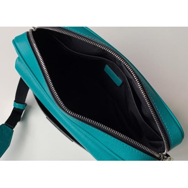 Black Square Taiga Leather Message Luxury Cross Body Bag Single Shoulder