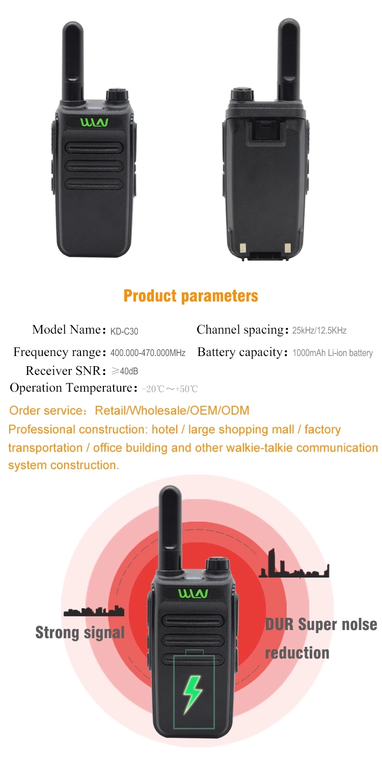 Звуковое кино UHF Walkie DC 3.7V 50 CTCSS VOX перезаряжаемые