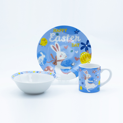 Easter Dinnerware With Decal Fired Plate、230 Ml Mug OEM/ODM And 400 Ml Bowl For