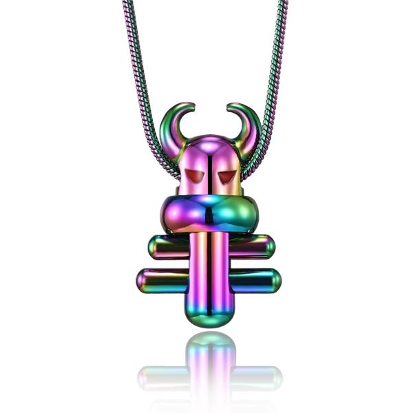 Vente à chaud Décorations florales en forme de mouton Pendentif en fonte Carré Boîte de perles Chaîne de collier pour hommes en acier inoxydable en stock bijoux