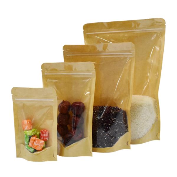 Front Clear Tanding Zipper 20g Kraft Paper Food Bag