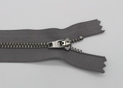 Grey Tape Silver Metal Zipper , Light Nickel Magnetic Gold Metal Zipper For Jeans Placket